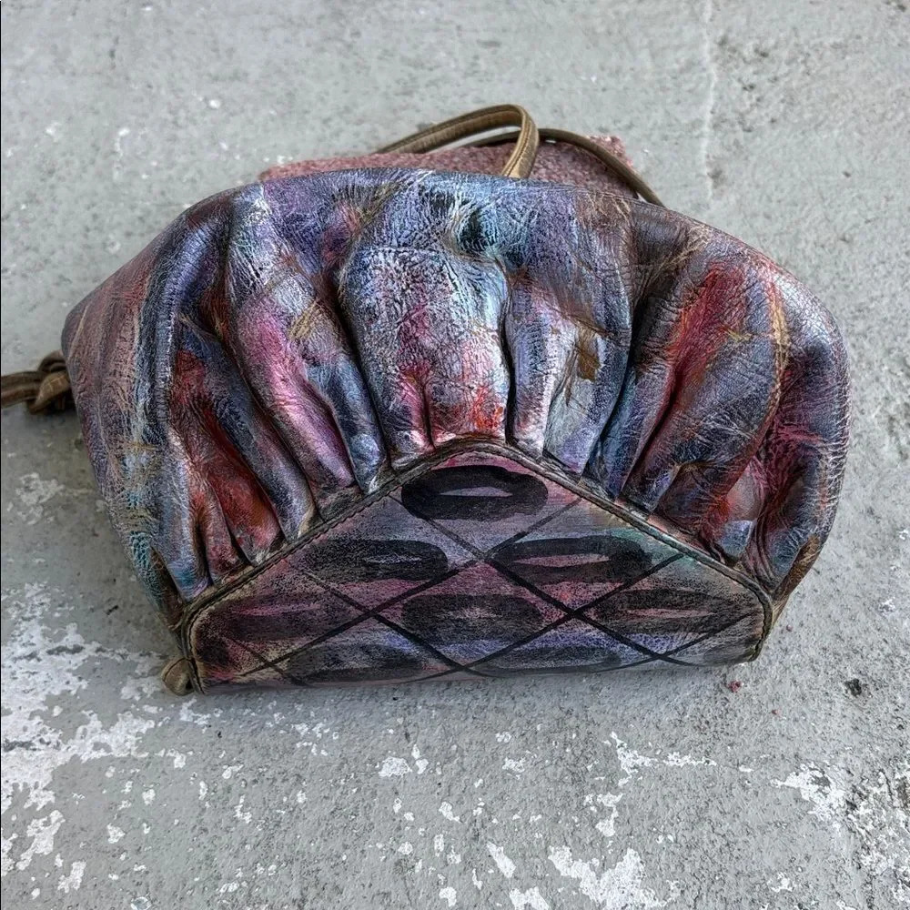 Vintage Jane Yoo handpainted wearable art Crossbody